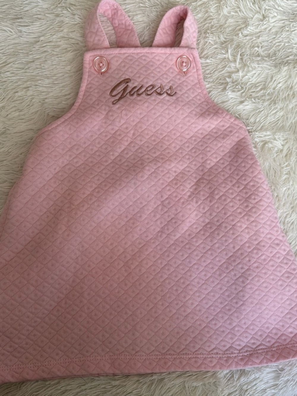 Guess Kids Quilted Pink Pinafore with Embroidered Logo